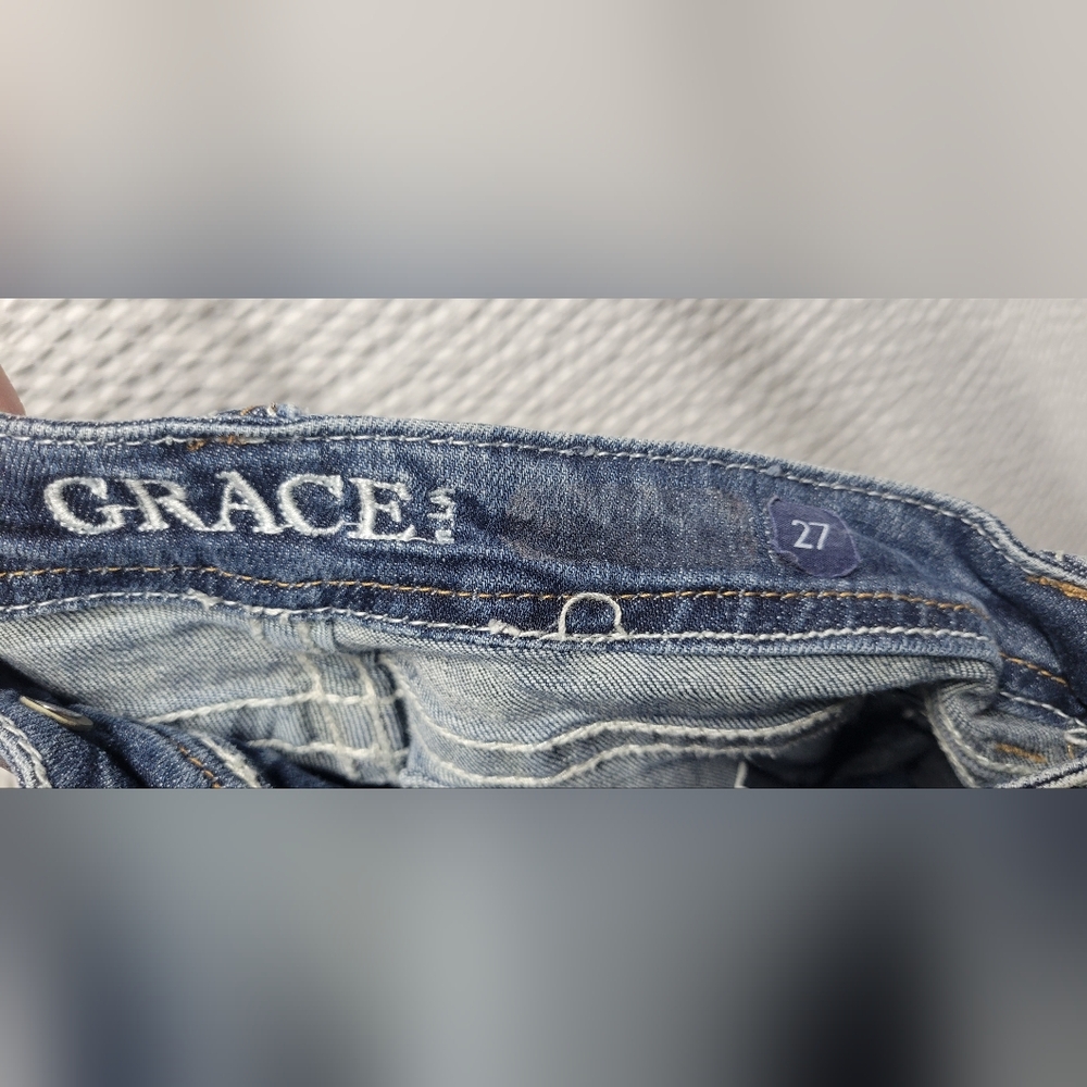 Grace Distressed Blue Jean Shorts - Picture 7 of 8